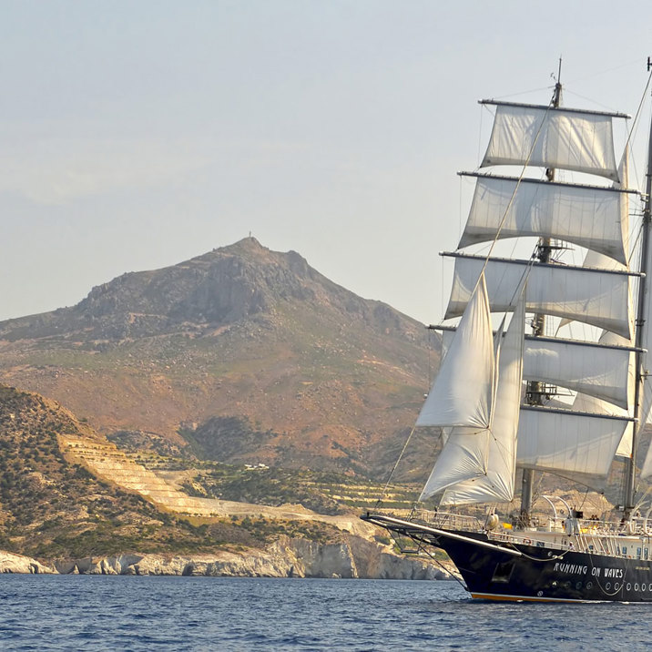 ship next to hilly island