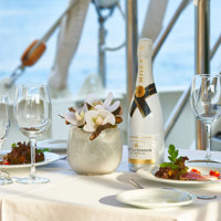 served dinner table on the deck