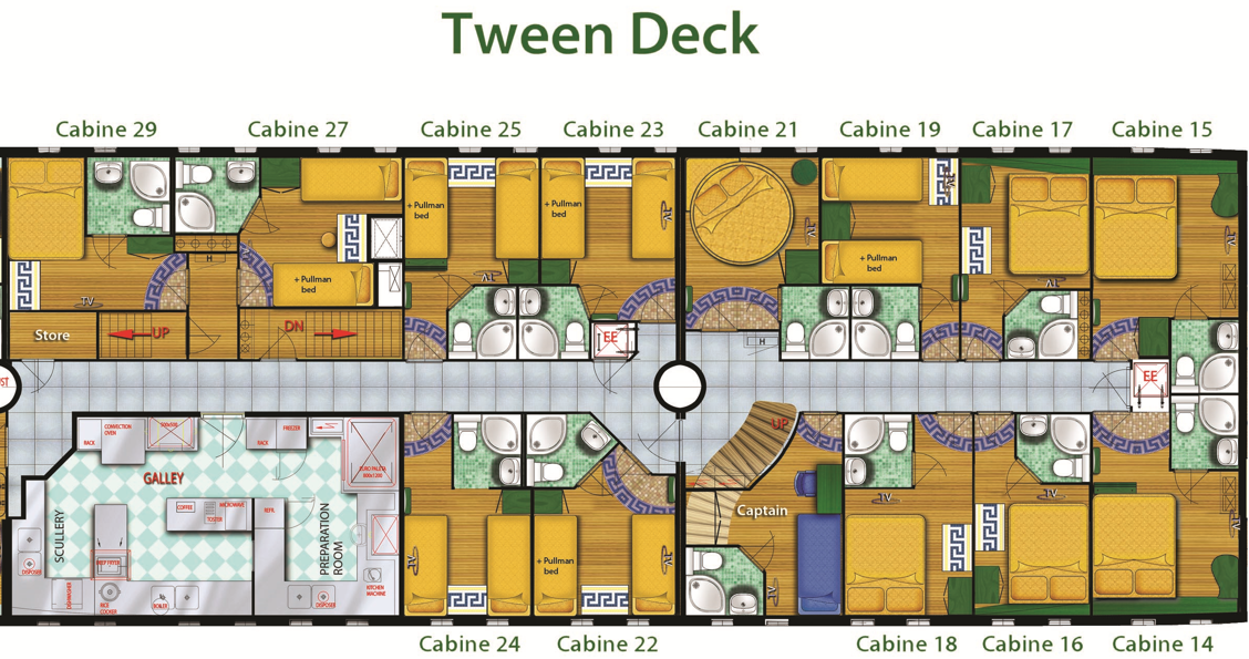 Tween-Deck-Plan für Großsegler RUNNING ON WAVES